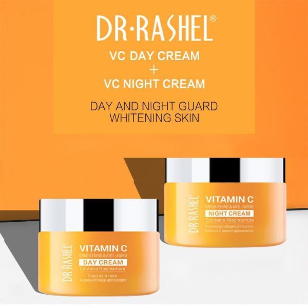 Pack Of 3 Dr Rashel Vitamin C – Day & Night Cream + Facial Cleanser With Hyaluronic Acid