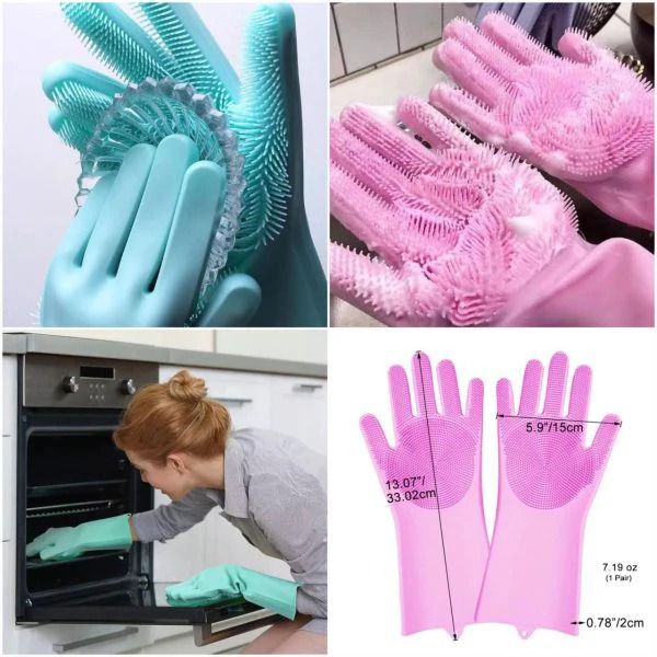 Silicone Washing Full Finger Gloves For Home & Kitchen