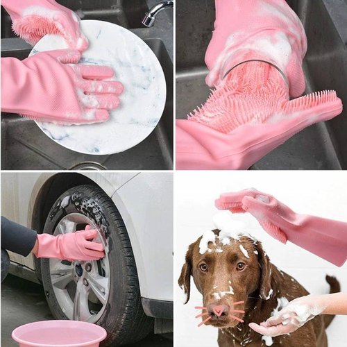 Silicone Washing Full Finger Gloves For Home & Kitchen