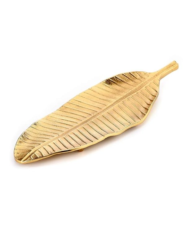 Home And Living Small Golden Metal Leaf Centrepiece Platter