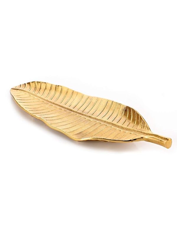 Home And Living Small Golden Metal Leaf Centrepiece Platter